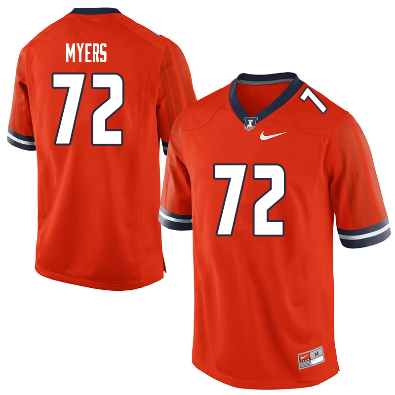 Men #72 Kievan Myers Illinois Fighting Illini College Football Jerseys Sale-Orange